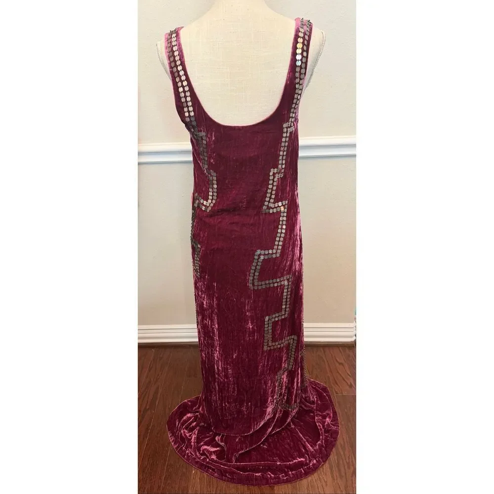 Alix of Bohemia Adele Plum Velvet Dress Size Small - Picture 9 of 16